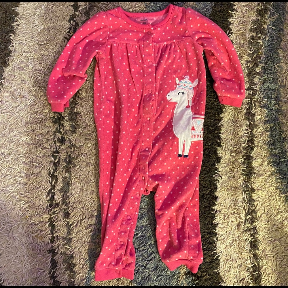 Carter’s 18 month sleeper. Pink lama. Footless